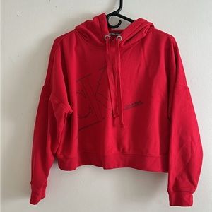 Calvin Klein Jeans Red Hoodie Boxy Crop Top